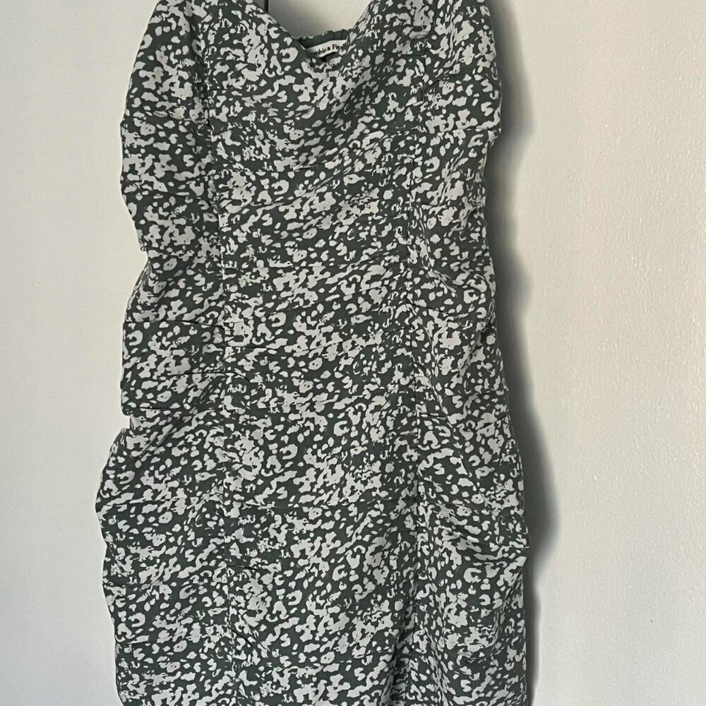 Abercrombie & Fitch Green And White Floral Small mini dress adjustable straps - Picture 3 of 7